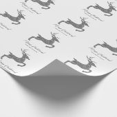 文字付きフェイクグリッター質灰色の鹿の形状 ラッピングペーパー (角)