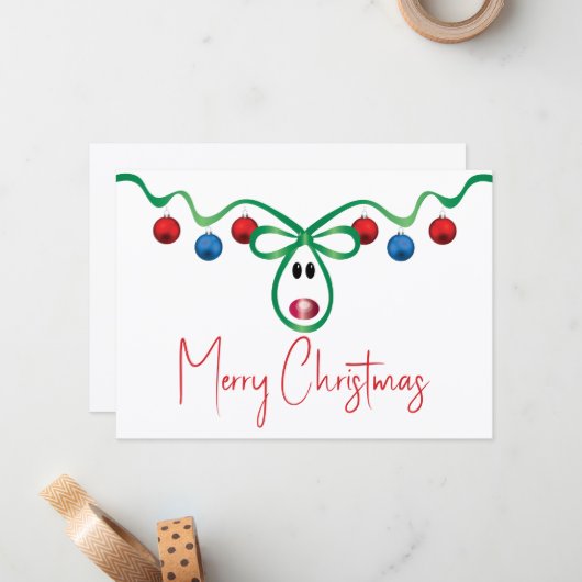 文字付きフラットクリスマスカーパーソナライズされたド ノートカード (正面/裏面インサイチュ)