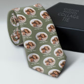 文字付きワンサークルフォト – 灰色の緑 ネクタイ