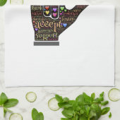 文字付き手感動的 キッチンタオル (折り畳み)