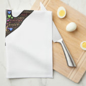 文字付き手感動的 キッチンタオル (四つ折り)