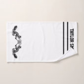 文字付き白黒リス・テニス・プレーヤー ハンドタオル (ハンドタオル)