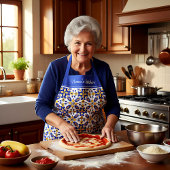 文字付き💙💛美しい青と黄色のアズレホス エプロン