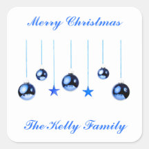 文字付き青いクリスマスデコレーションボール