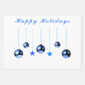 文字付き青いクリスマスデコレーションボール ラッピングペーパーシート (正面3)