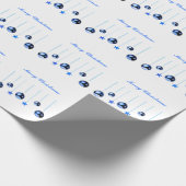 文字付き青いクリスマスデコレーションボール ラッピングペーパー (角)