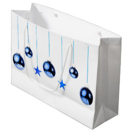 文字付き青いクリスマスデコレーションボール ラージペーパーバッグ
