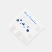 文字付き青いクリスマスデコレーションボール 縁ありカクテルナプキン (角)