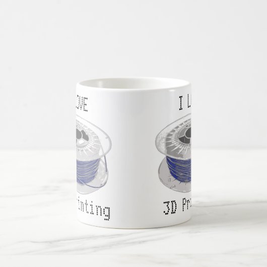 文字付3D印刷用の青色プラスチックのコイル コーヒーマグカップ (中央)