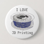 文字付3D印刷用の青色プラスチックのコイル 缶バッジ (正面)