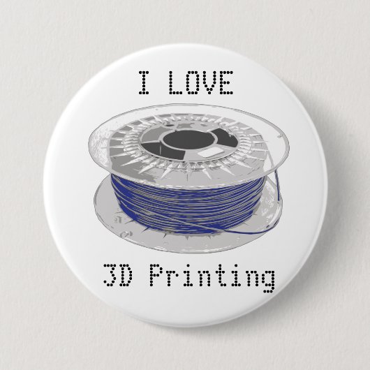 文字付3D印刷用の青色プラスチックのコイル 缶バッジ (正面)