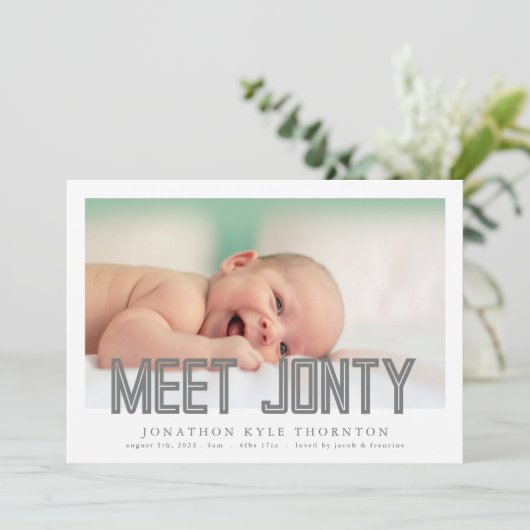 文字会はっきりした議新生児誕生発表 案内状 (スタンド正面)