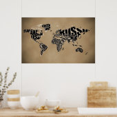文字体裁の世界地図 ポスター (キッチン)