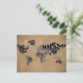 文字体裁の世界地図 ポストカード (スタンド正面)