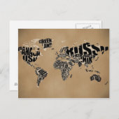 文字体裁の世界地図 ポストカード (正面/裏面)