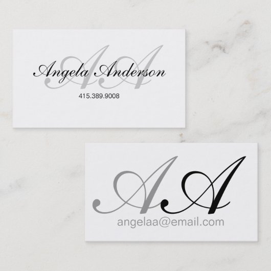 文字体裁の名前とイニシャル 名刺 (正面/裏面)