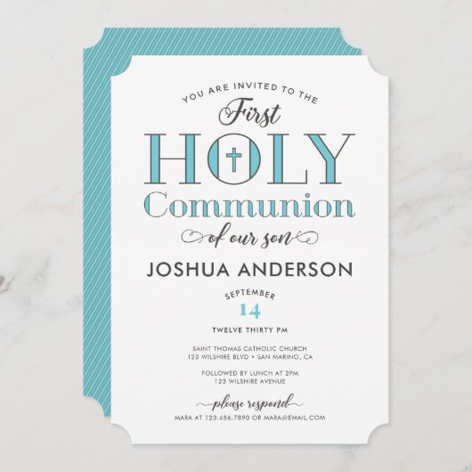 文字体裁の最初の聖餐式 招待状 (正面/裏面)