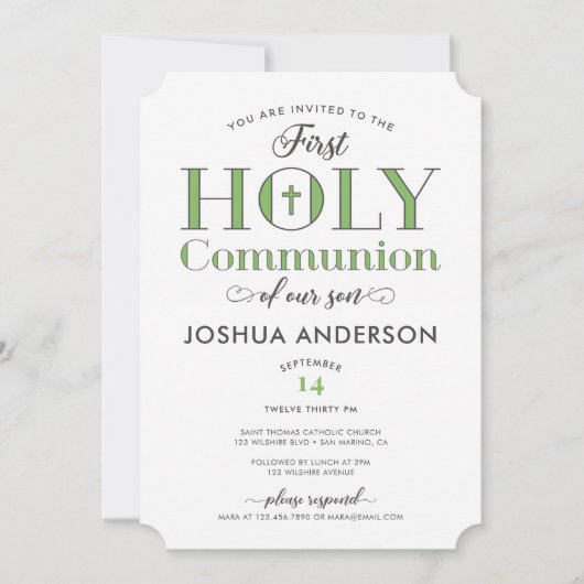 文字体裁の最初の聖餐式 招待状 (正面)