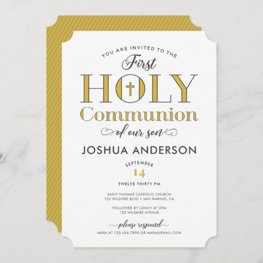 文字体裁の最初の聖餐式 招待状 (正面/裏面)