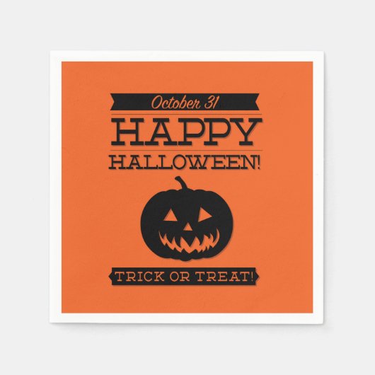 文字体裁レトロハロウィーン スタンダードカクテルナプキン (正面)