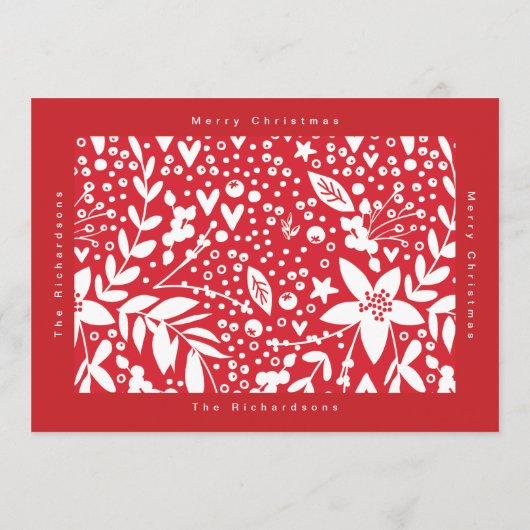 文字写真のメリー赤と白クリスマス シーズンカード (裏面)