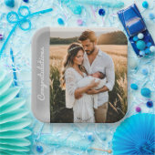 文字写真カスタムおめでとう紙プレート ペーパープレート (パーティー)