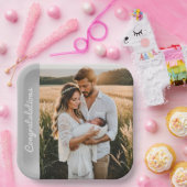 文字写真カスタムおめでとう紙プレート ペーパープレート (パーティー)