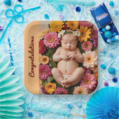 文字写真カスタムおめでとう紙プレート ペーパープレート (パーティー)