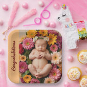 文字写真カスタムおめでとう紙プレート ペーパープレート (パーティー)