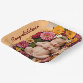 文字写真カスタムおめでとう紙プレート ペーパープレート (傾斜あり)