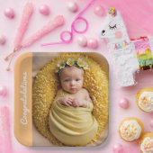 文字写真カスタムおめでとう紙プレート ペーパープレート (パーティー)