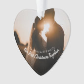 文字写真私たちの初めてのクリスマス婚約したは結婚した オーナメント (正面)