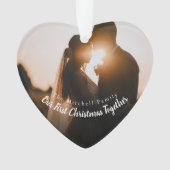文字写真私たちの初めてのクリスマス婚約したは結婚した オーナメント (正面)