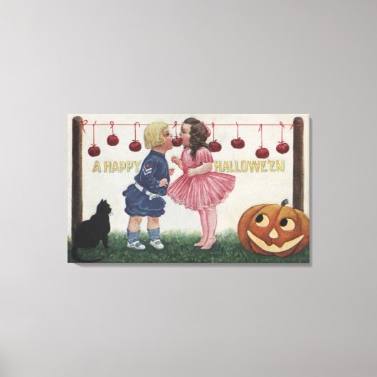 文字列のハロウィーンGreetingApple キャンバスプリント (正面)