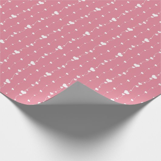 文字列のピンクのハートハッピーバレンタインデー ラッピングペーパー (角)