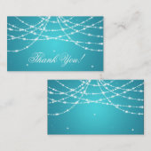 文字列の挿入にきらめく感謝ターコイズ エンクロージャーカード (正面/裏面)