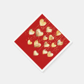 文字列の金ゴールドハート スタンダードカクテルナプキン (角)