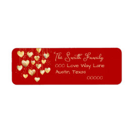 文字列の金ゴールドハート ラベル