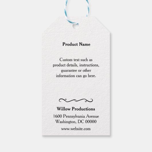 文字列を含むビジネスつるロゴの販促ラベル ギフトタグ (裏面)