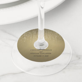 文字列エレガントラきらめくイの金ゴールド結婚 ワイングラスタグ