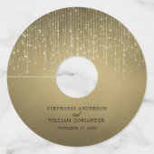 文字列エレガントラきらめくイの金ゴールド結婚 ワイングラスタグ (正面)