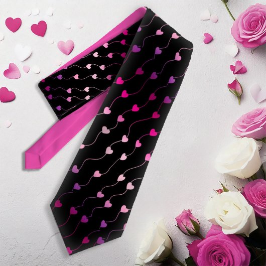 文字列パターングラデーションピンクID628ハート ネクタイ