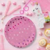 文字列パターングラデーションピンクID628ハート ペーパープレート (パーティー)