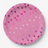 文字列パターングラデーションピンクID628ハート ペーパープレート (正面)