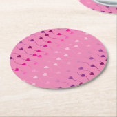 文字列パターングラデーションピンクID628ハート ラウンドペーパーコースター (アングル)