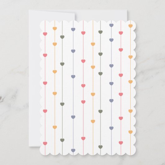 文字列モダンピンクベビー文字ハート赤ちゃんシャワー 招待状 (裏面)