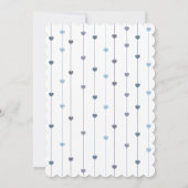 文字列モダン青ベビー文字ハート赤ちゃんシャワー 招待状 (裏面)