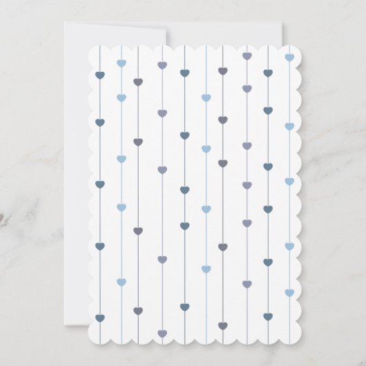 文字列モダン青ベビー文字ハート赤ちゃんシャワー 招待状 (裏面)