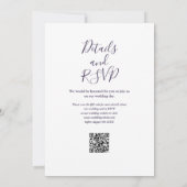 文字列ライトスクリプトパープルQRコード結婚s 招待状 (裏面)