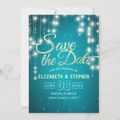 文字列ライトターコイズ金ゴールドスクリプト日付の保存 セーブザデート (正面)